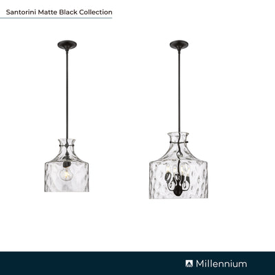 13'' Santorini Matte Black 1 Light Pendant