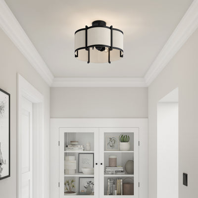 12'' Marlbeck Matte BlackOff White 3 Light Semi-Flush Mount