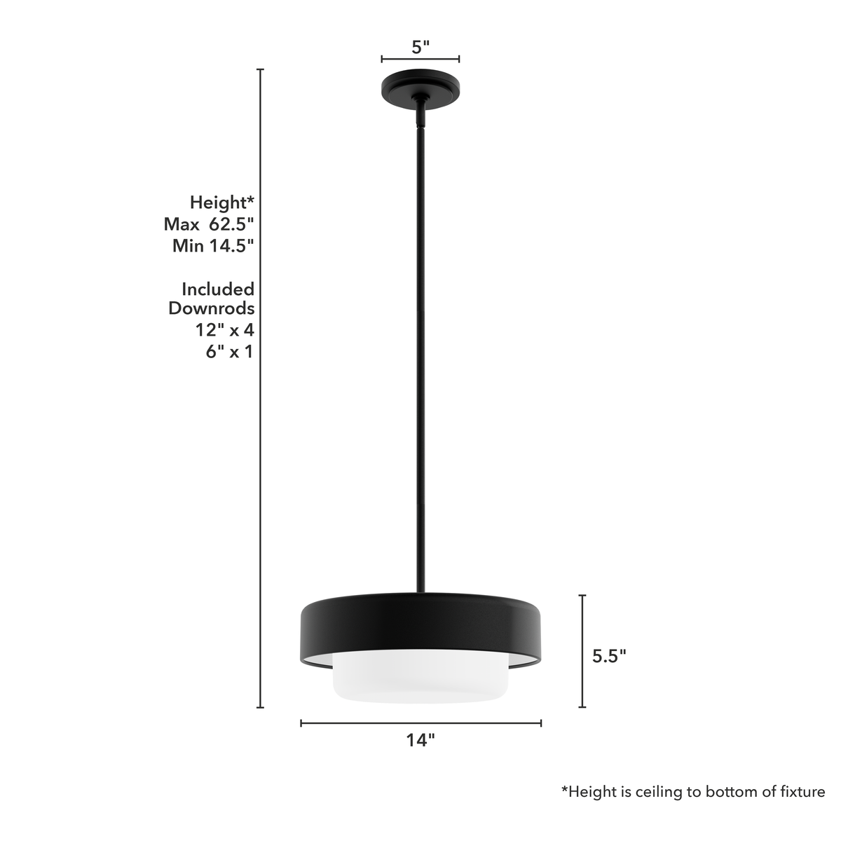 Station 14-inch 2-light Natural Black Iron Pendant with Frosted Cased White Glass