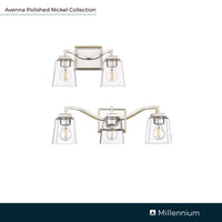 14'' Avenna Polished Nickel 2 Light Bath Vanity