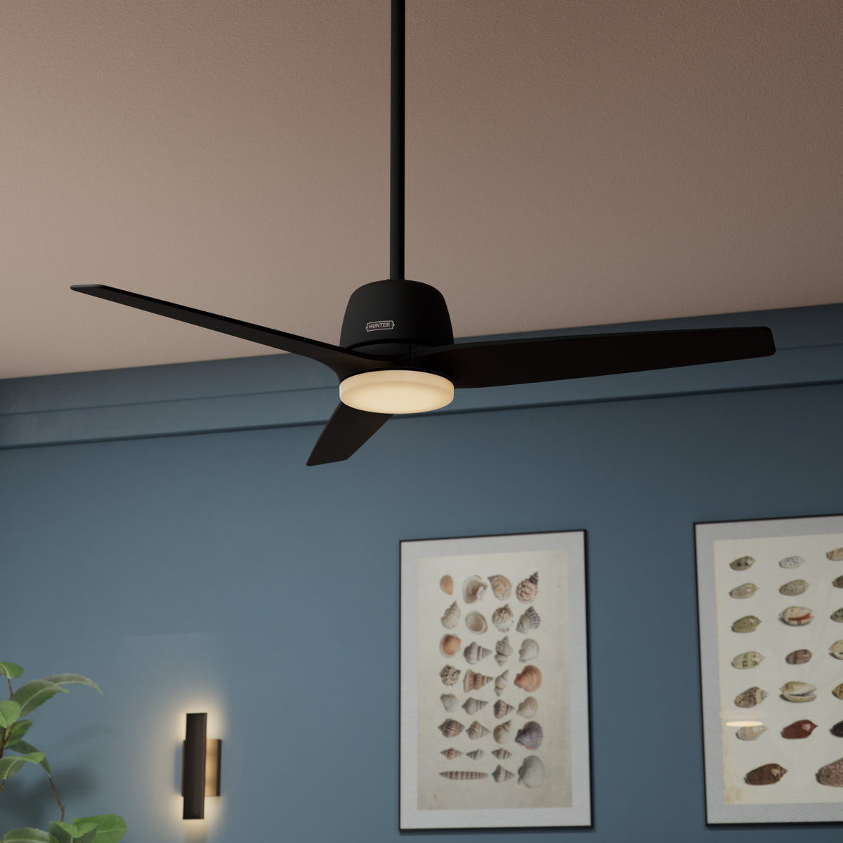 52 inch Malden Matte Black Ceiling Fan with LED Light Kit and Handheld Remote