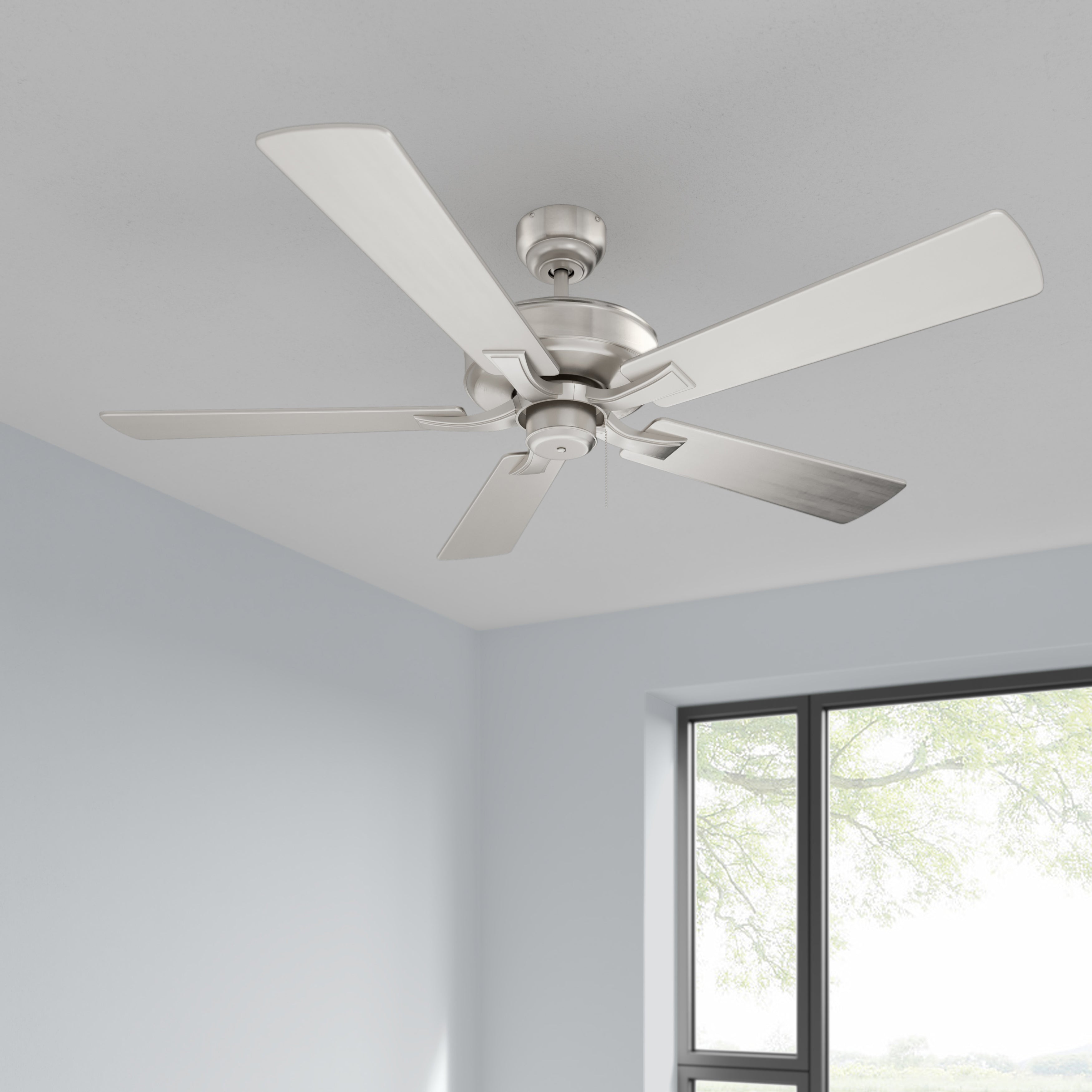 52 Inch Brisden AC Brushed Nickel Indoor Ceiling Fan 5-Blade Reversible