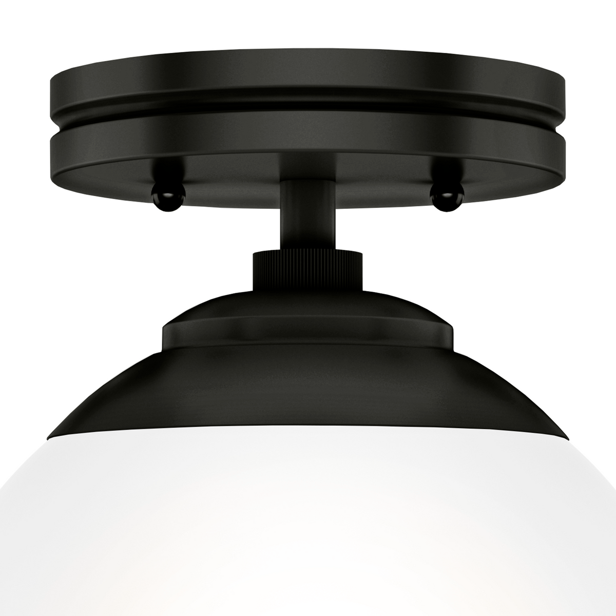 Hepburn 8-inch 1-light Matte Black Semi-Flush Mount with Cased White Glass