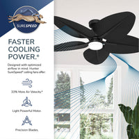 52 inch Tropic View Matte White Damp Rated Ceiling Fan with LED Light Kit and Wall Control
