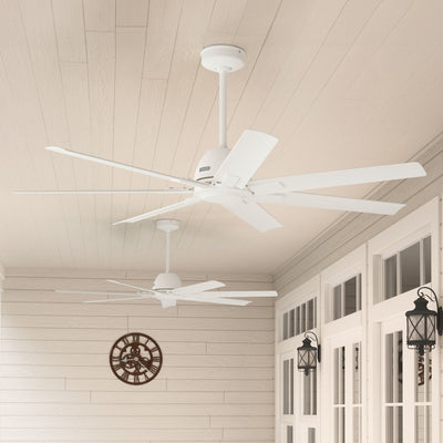60 inch Downtown ENERGY STAR® Matte White Damp Rated Ceiling Fan and Wall Control