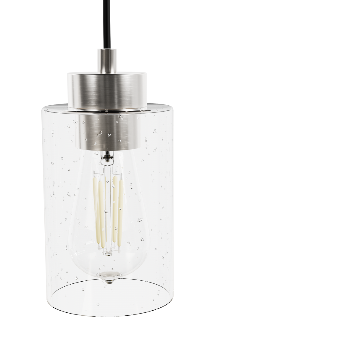 Hartland 26.75-inch 3-light Brushed Nickel Linear Pendant Cluster with Seeded Glass