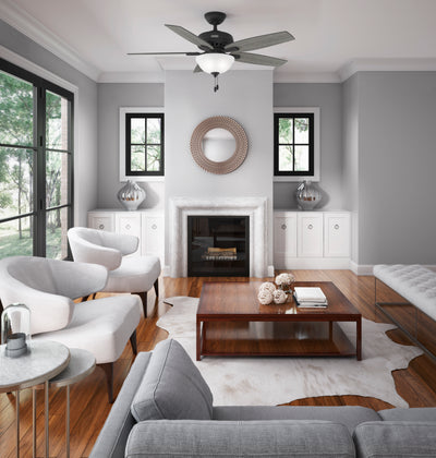 52 inch Newsome Matte Black Ceiling Fan with LED Light Kit and Pull Chain