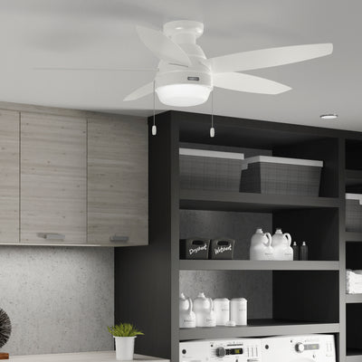 52 inch Lilliana Fresh White Low Profile Ceiling Fan with LED Light Kit and Pull Chain