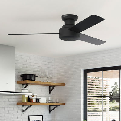 52 inch Presto Matte Black Low Profile Ceiling Fan and Wall Control
