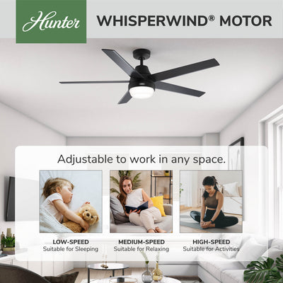60 inch Aerodyne Wi-Fi ENERGY STAR® Matte Black Ceiling Fan with LED Light Kit and Handheld Remote