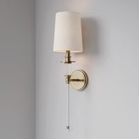 26-inch Modern Gold 1-Light Wall Sconce with White Shade