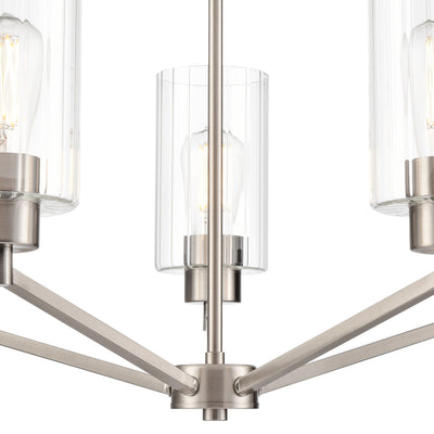22.25'' Beverlly Brushed Nickel 5 Light Chandelier