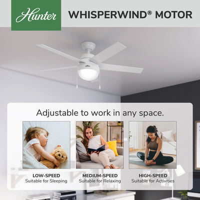52 inch Anslee Fresh White Ceiling Fan with LED Light Kit and Pull Chain