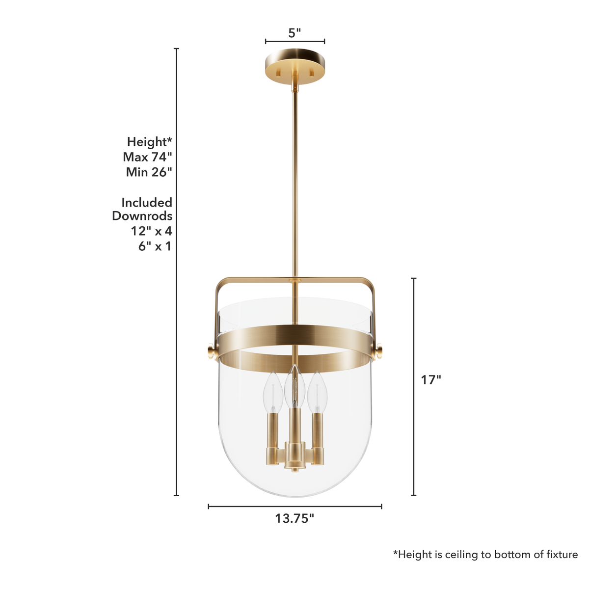 Karloff 14-inch 3-light Alturas Gold Lantern Pendant with Clear Glass