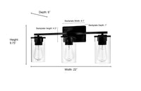 22-inch Verlana Modern Gold 3-Light Clear Glass Bathroom Vanity Light