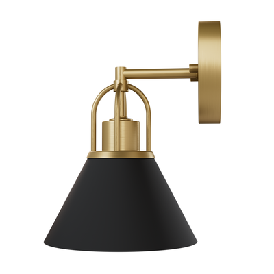 Carrington Isle 10.25-inch 1-light Matte Black and Luxe Gold Wall Sconce with Matte Black Metal Shade