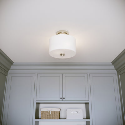 10'' Verlana Brushed NickelEtched Opal 2 Light Semi-Flush Mount