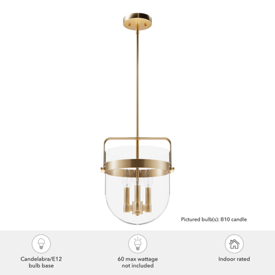 Karloff 12-inch 3-light Alturas Gold Lantern Pendant with Clear Glass