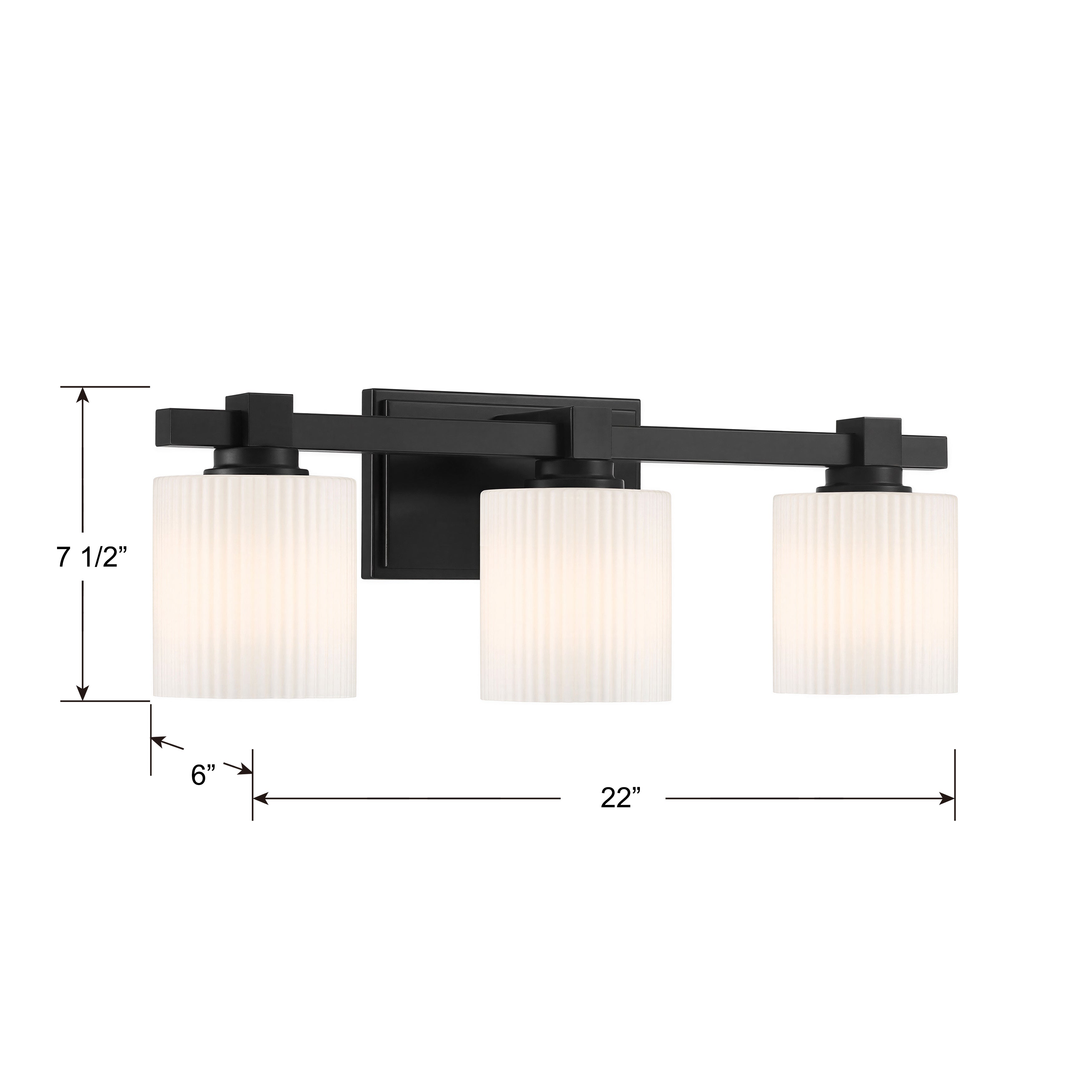 22'' Abelson Matte Black 3 Light Bath Vanity