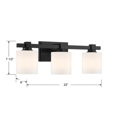 22'' Abelson Matte Black 3 Light Bath Vanity