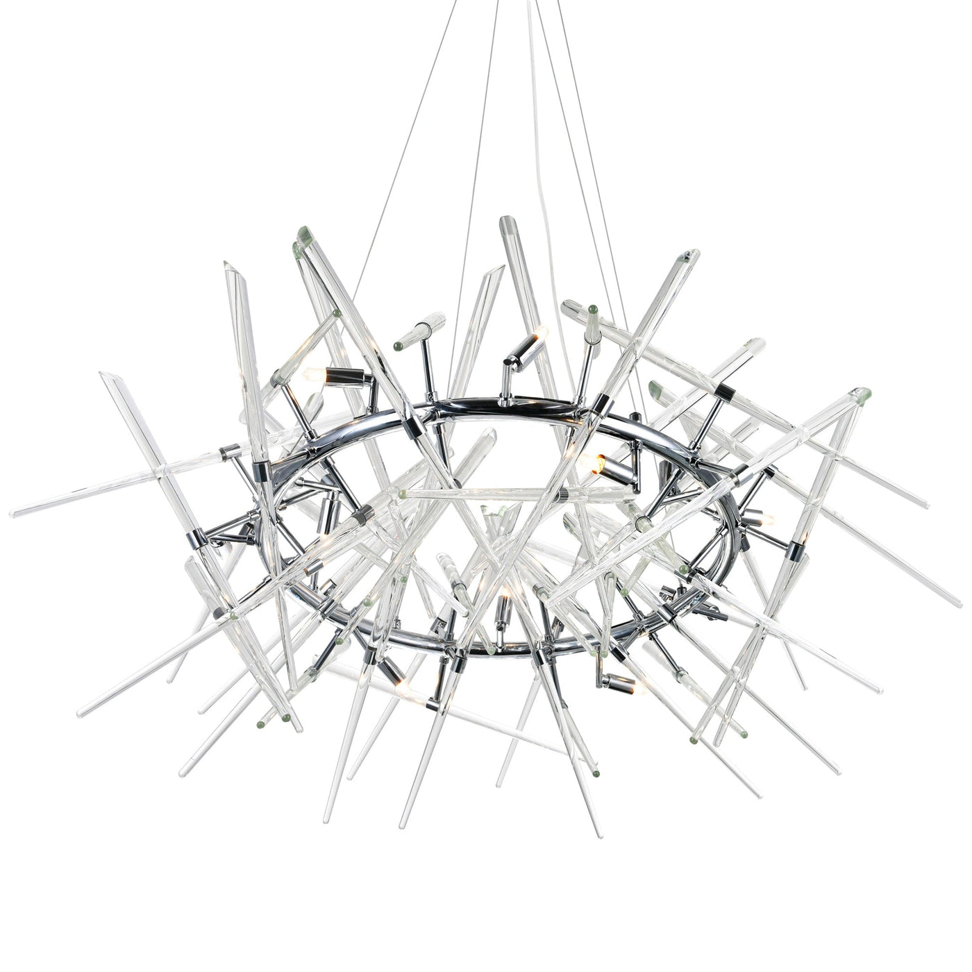Icicle 12 Light Chrome Chandelier with Cascading Crystal Drops