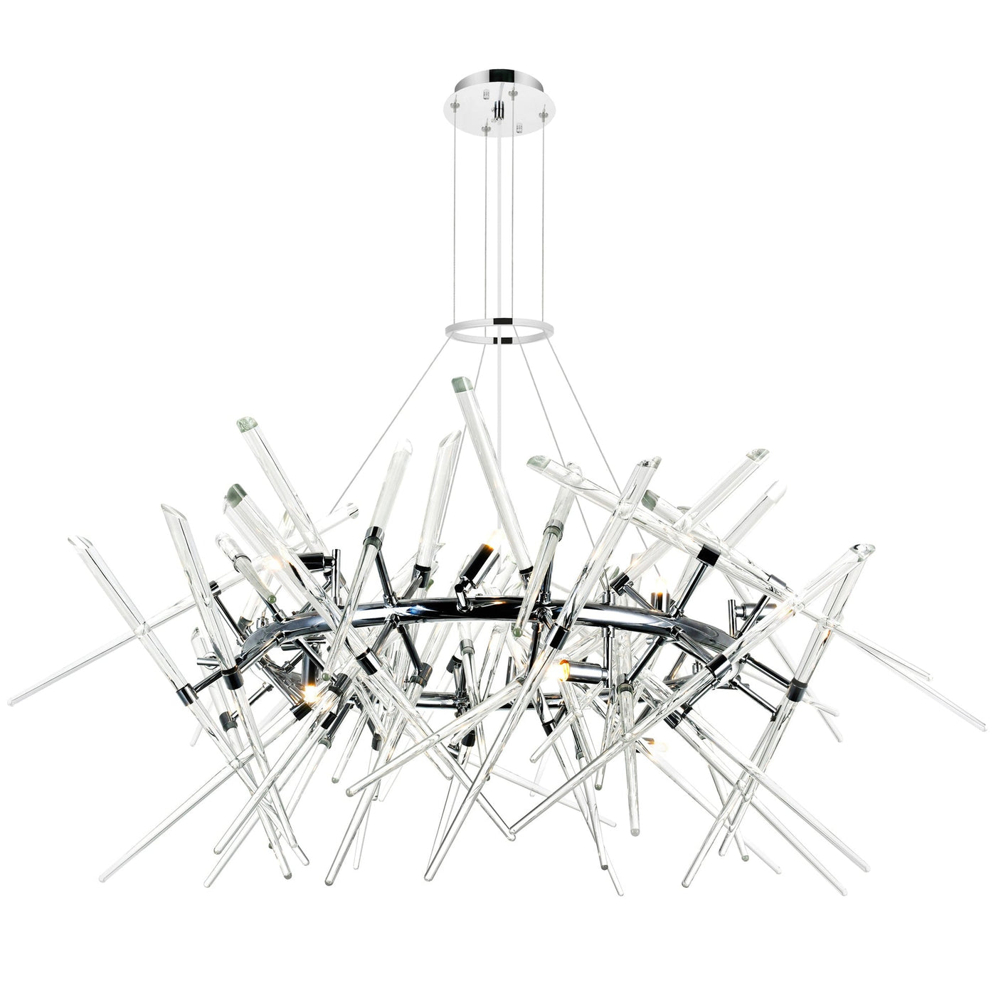 Icicle 12 Light Chrome Chandelier with Cascading Crystal Drops