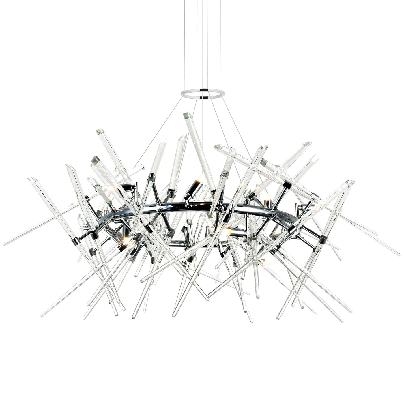 Icicle 12 Light Chrome Chandelier with Cascading Crystal Drops