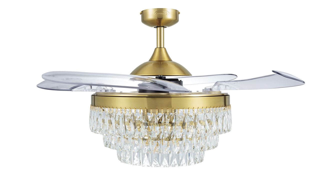 48 Inch Gold Retractable Blade Ceiling Fan