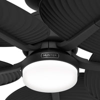 52 inch Tropic View Matte Black Damp Rated Ceiling Fan with LED Light Kit and Wall Control