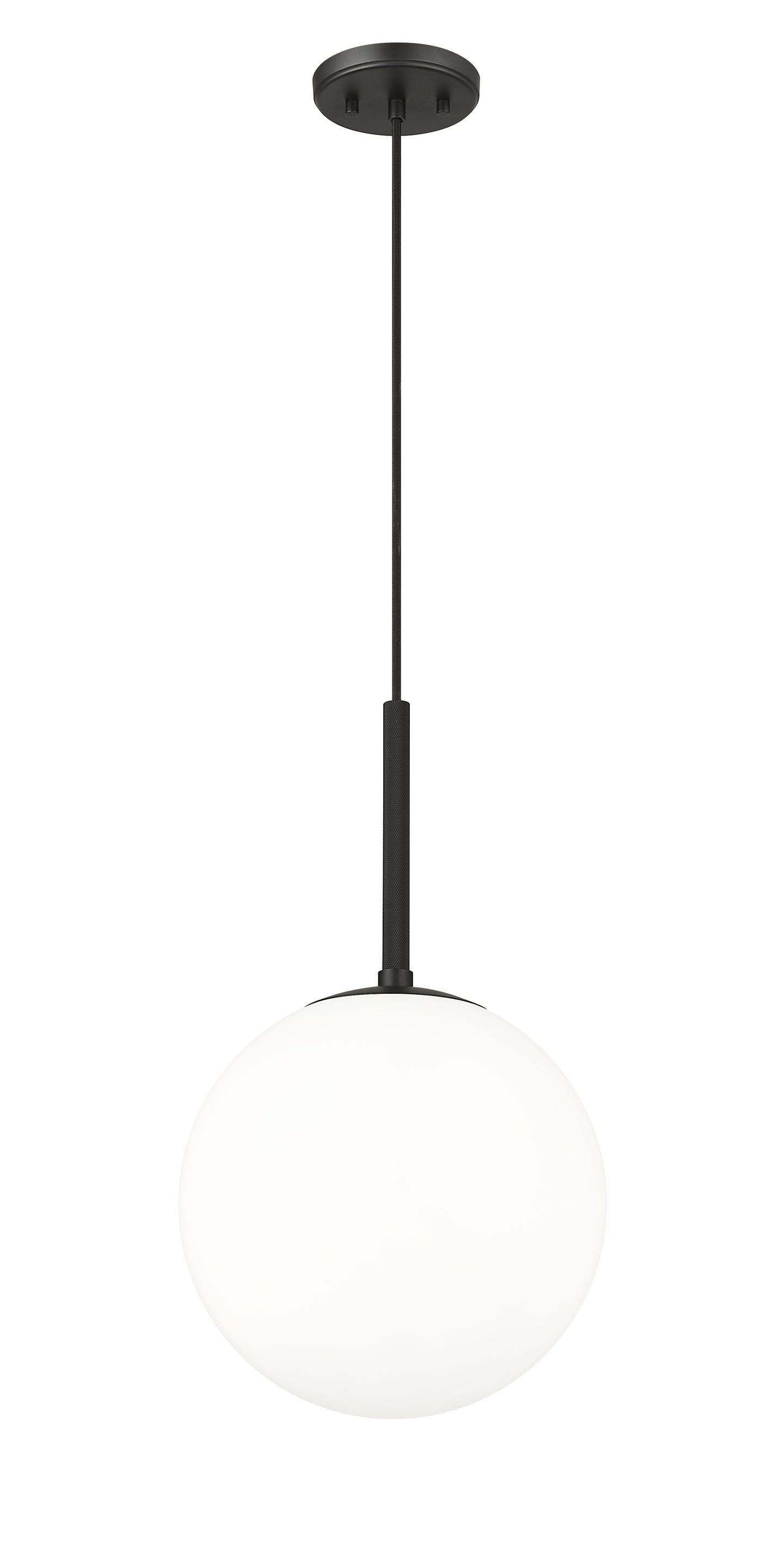 12-inch Kairo Matte Black 1-Light Shiny Opal Glass Pendant Light