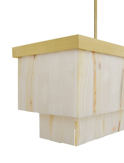 Elora 7 Light Brass Pendant Light with Jade Stone