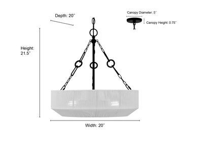 21.5'' Tresselle Matte Black 3 Light Pendant