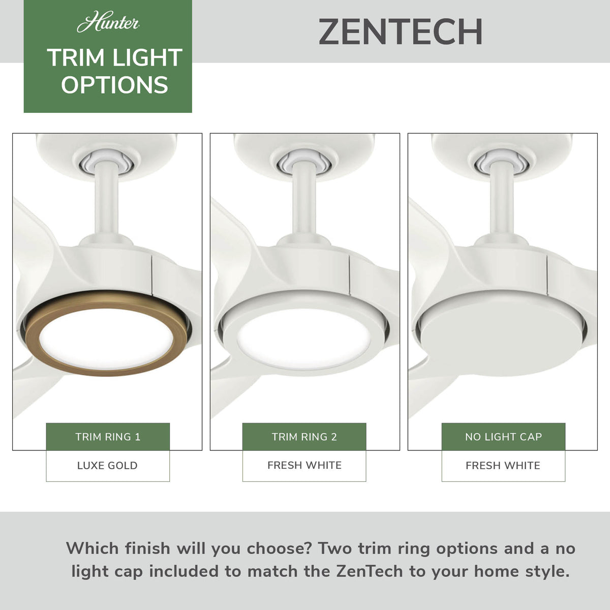 52 inch Zentech Wi-Fi ENERGY STAR® Fresh White Damp Rated LED Ceiling Fan with Remote
