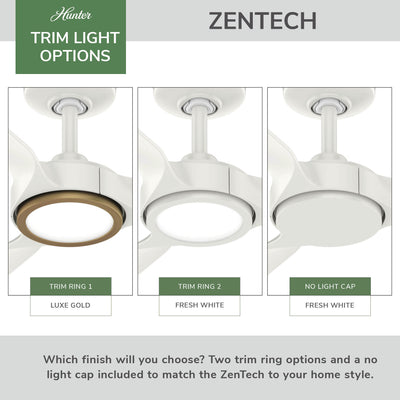 52 inch Zentech Wi-Fi ENERGY STAR® Fresh White Damp Rated LED Ceiling Fan with Remote