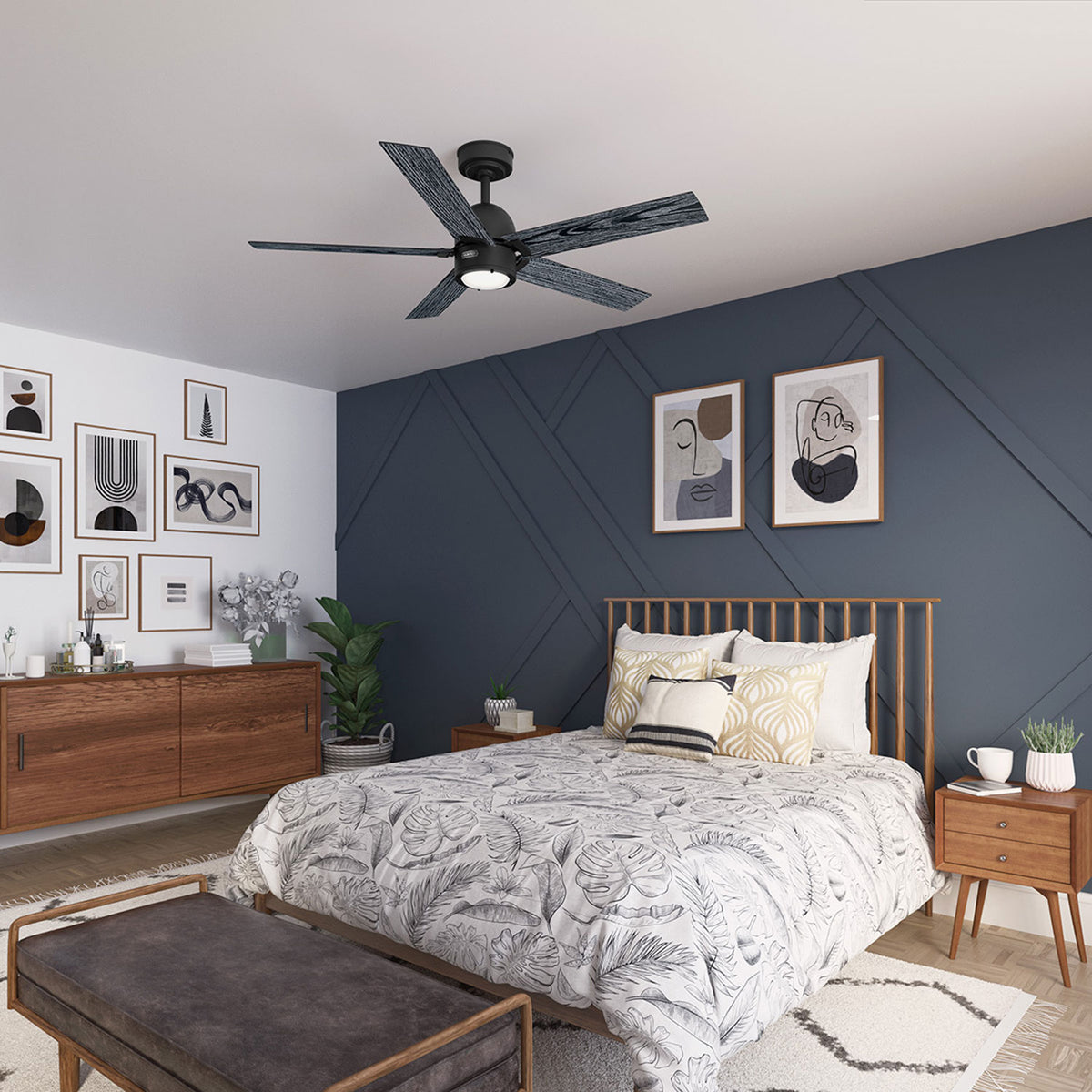 52 inch Erling ENERGY STAR® Matte Black Ceiling Fan with LED Light Kit and Handheld Remote