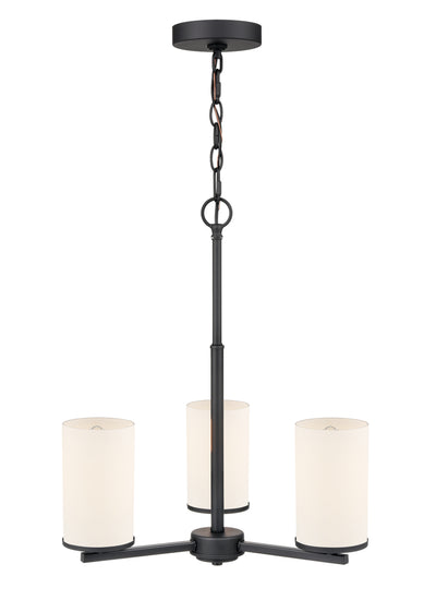 19-inch Verlana Matte Black 3-Light Etched White Glass Chandelier