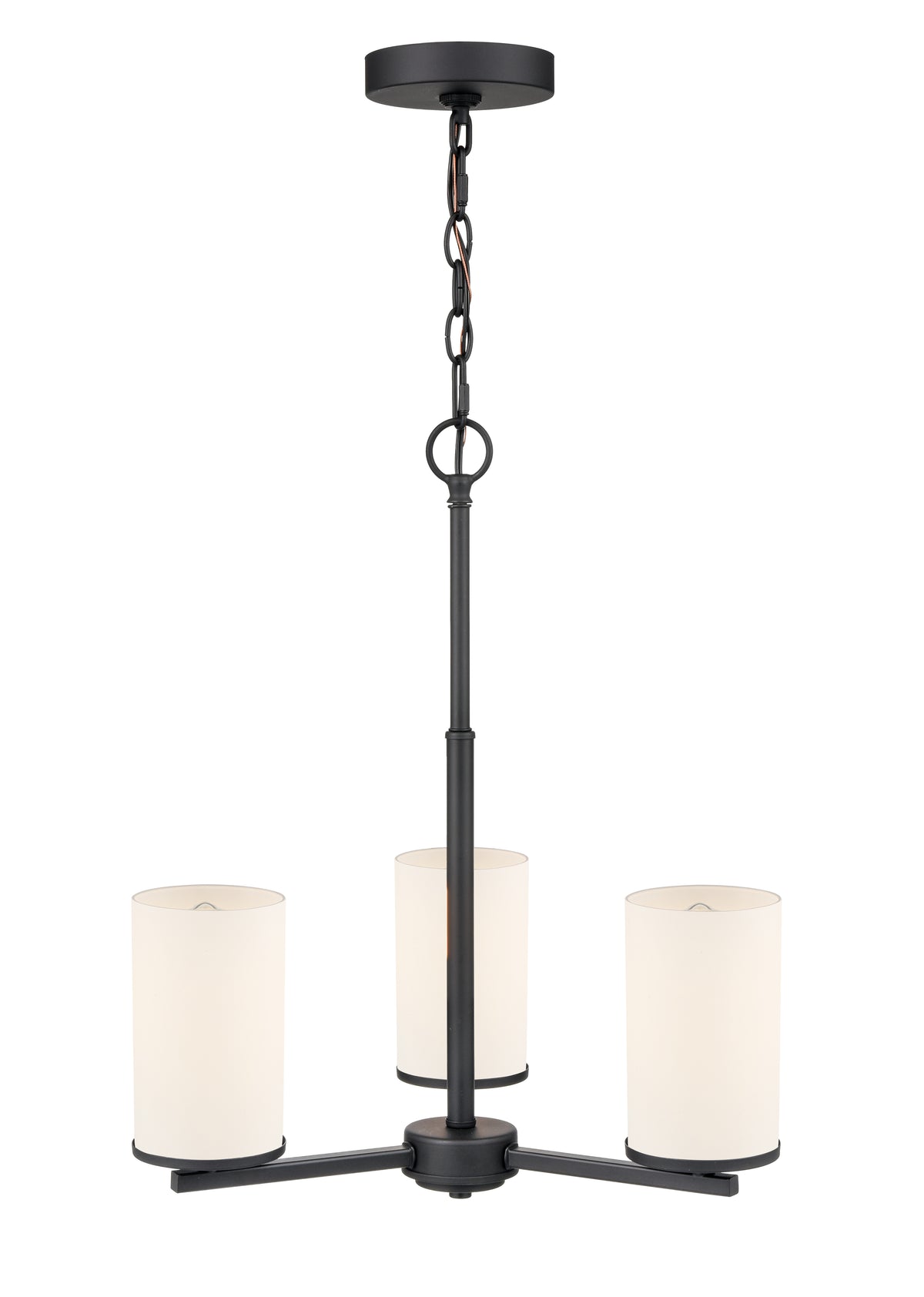 19-inch Verlana Matte Black 3-Light Etched White Glass Chandelier