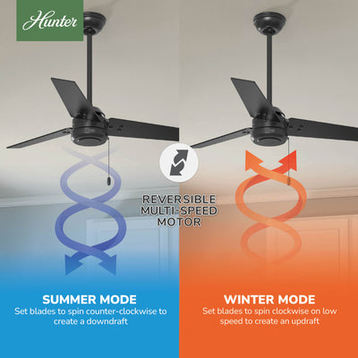 44 inch Cassius Matte Black Damp Rated Ceiling Fan and Pull Chain