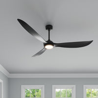 Wynleaf 72'' 3 Blades Matte Black Led indoor & Outdoor DC Ceiling Fan With Wall Control