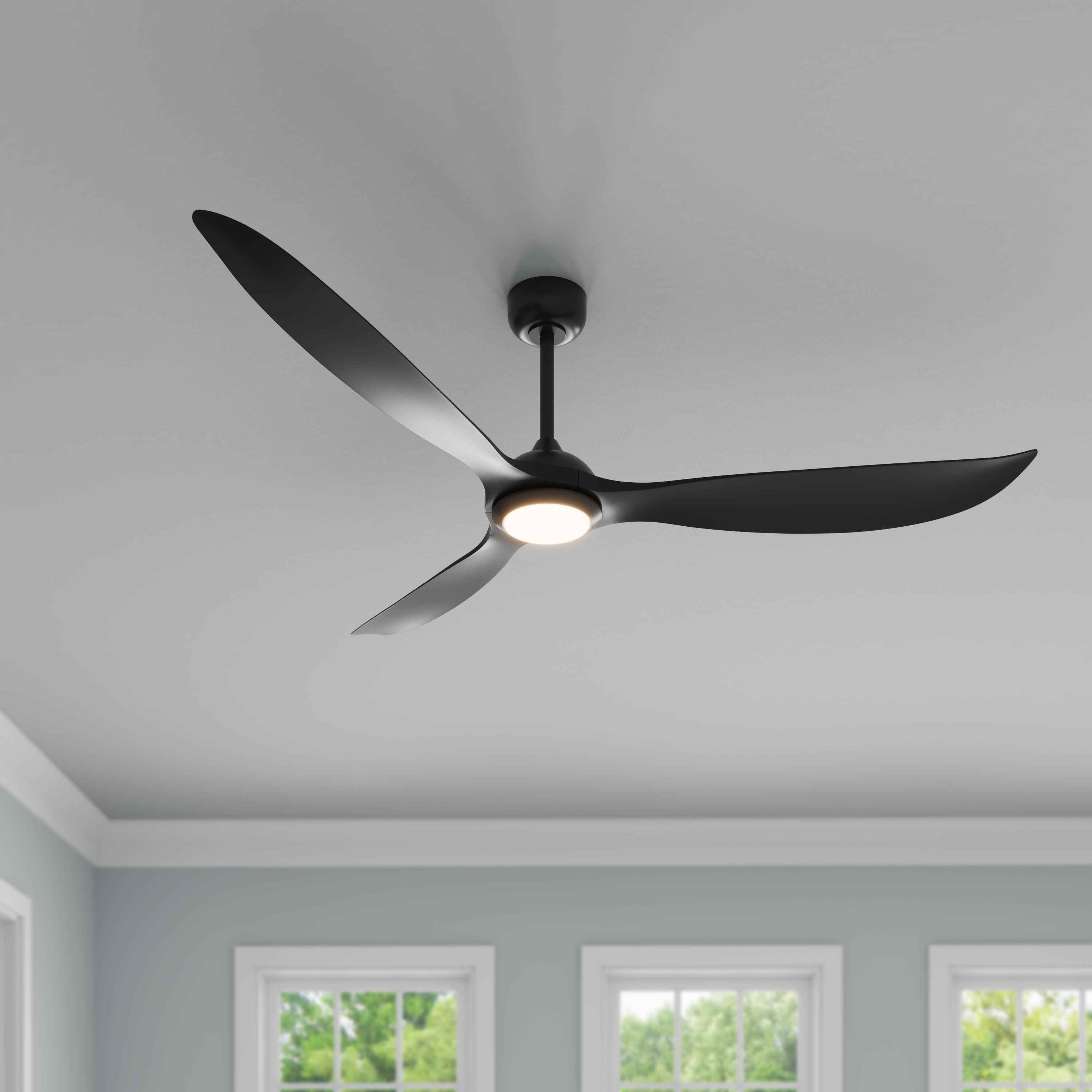 Wynleaf 72'' 3 Blades Matte Black Led indoor & Outdoor DC Ceiling Fan With Wall Control