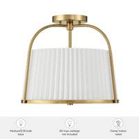 Atmore 15-inch 2-light Alturas Gold Flush Mount Ceiling Light with White Linen Metal Shade