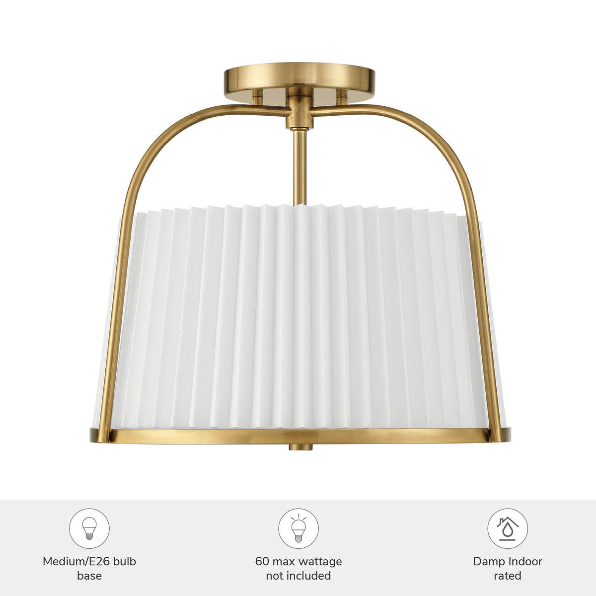 Atmore 15-inch 2-light Alturas Gold Flush Mount Ceiling Light with White Linen Metal Shade
