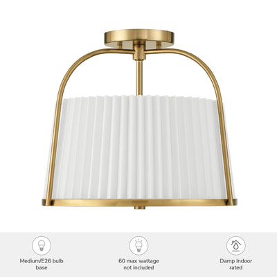 Atmore 15-inch 2-light Alturas Gold Flush Mount Ceiling Light with White Linen Metal Shade