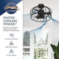 20 inch Rotonda Matte Black Ceiling Fan with LED Light Kit and Handheld Remote