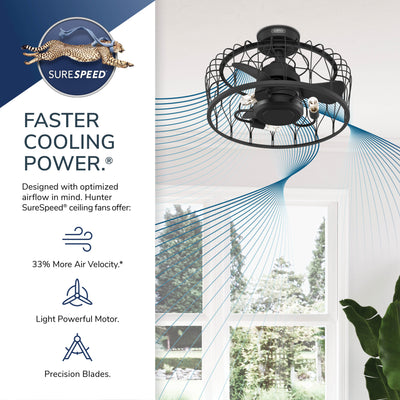 20 inch Rotonda Matte Black Ceiling Fan with LED Light Kit and Handheld Remote