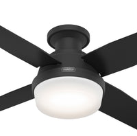 44 inch Dempsey Matte Black Low Profile Ceiling Fan with LED Light Kit and Handheld Remote