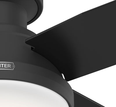 44 inch Dempsey Matte Black Low Profile Ceiling Fan with LED Light Kit and Handheld Remote