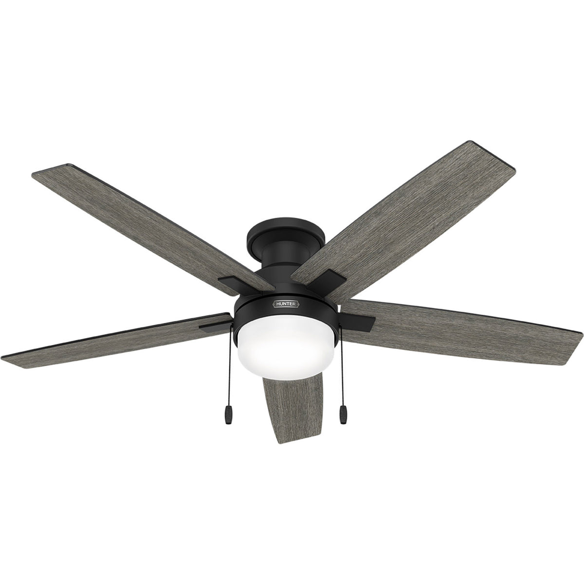 52 inch Anisten Matte Black Low Profile Ceiling Fan with LED Light Kit and Pull Chain