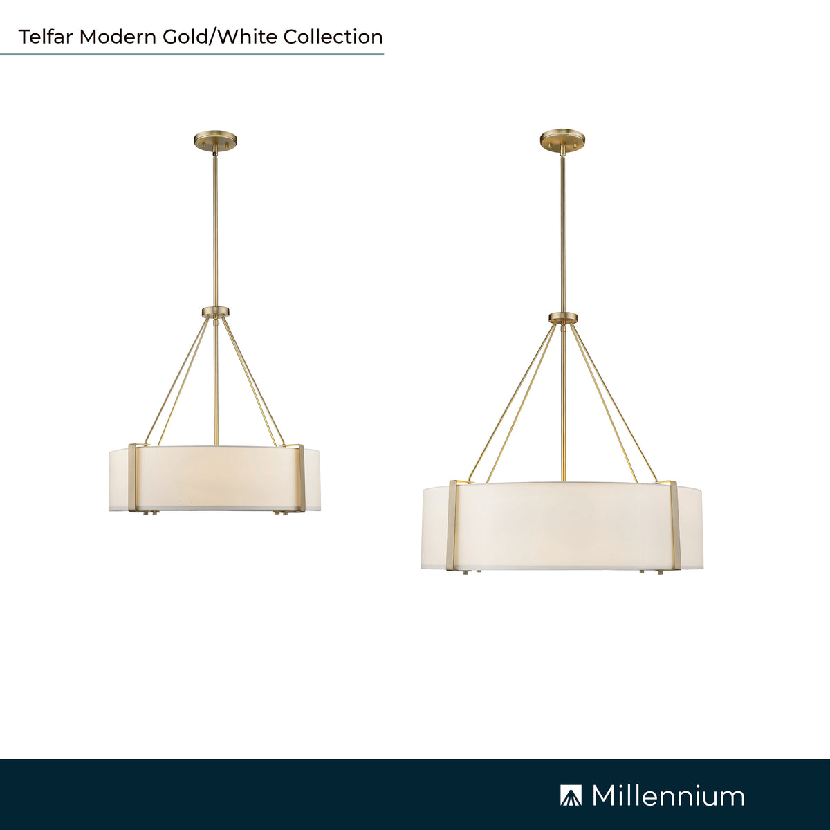 23'' Telfar Modern Gold/White 3 Light Pendant