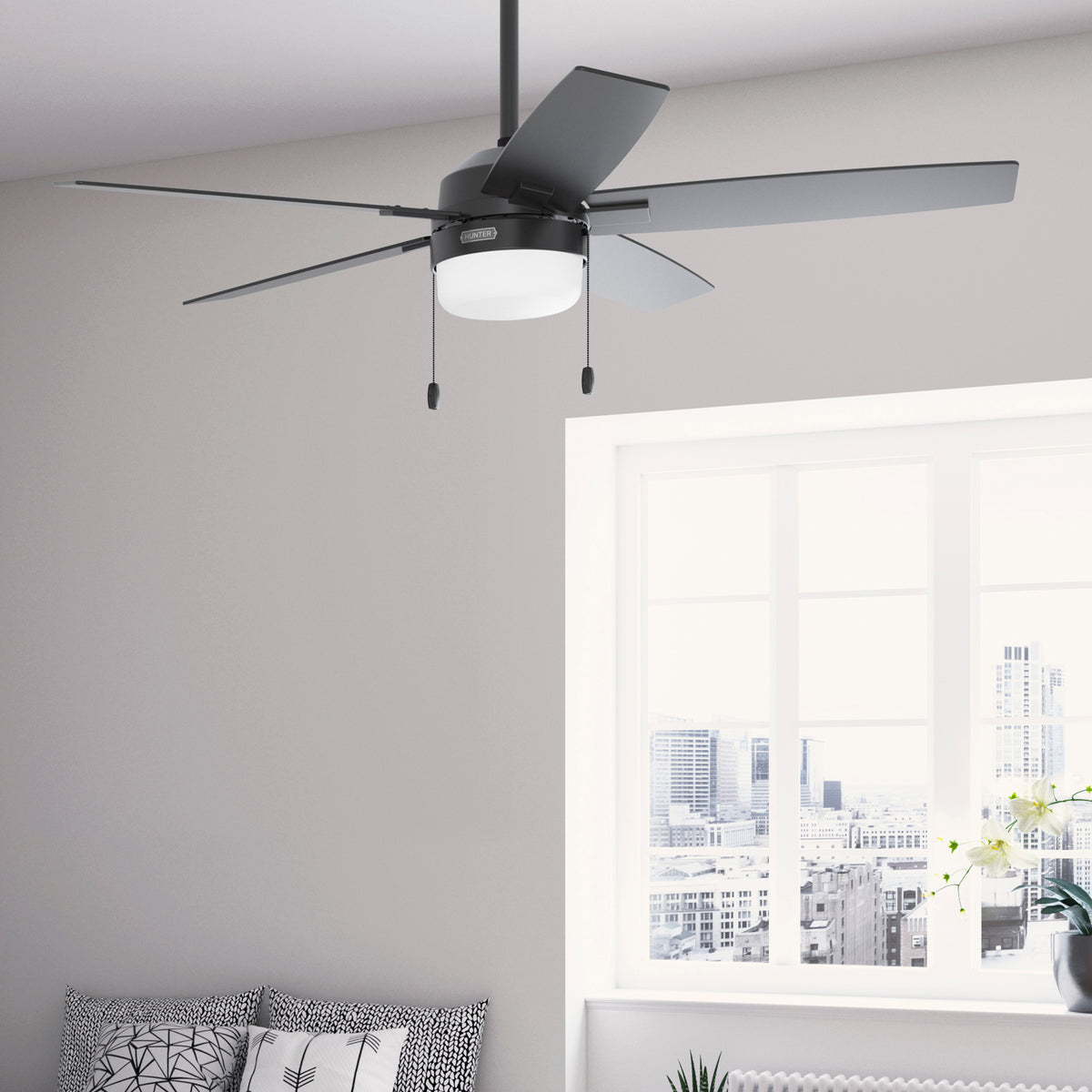 52 inch Anisten ENERGY STAR® Matte Black Ceiling Fan with LED Light Kit and Pull Chain